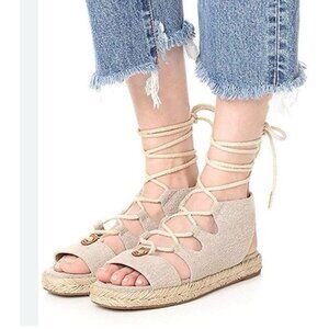 Michael Kors Woman's McKenna Lace Up Sandal Natural 8.5 Espadrille Gladiator